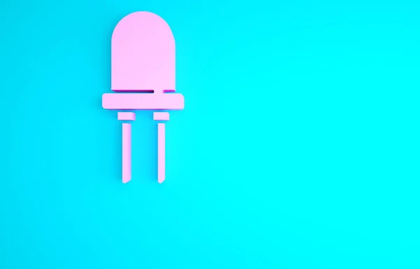 Pink Light Emitting Diode Icon Isolated Blue Background Semiconductor Diode — Stock Photo, Image