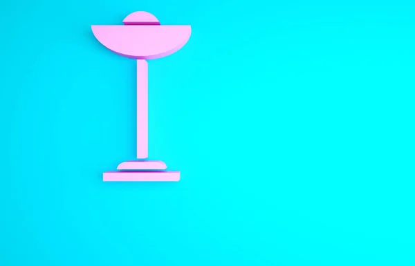 ピンクの床ランプアイコンは青の背景に隔離されています 最小限の概念 3Dイラスト3Dレンダリング — ストック写真