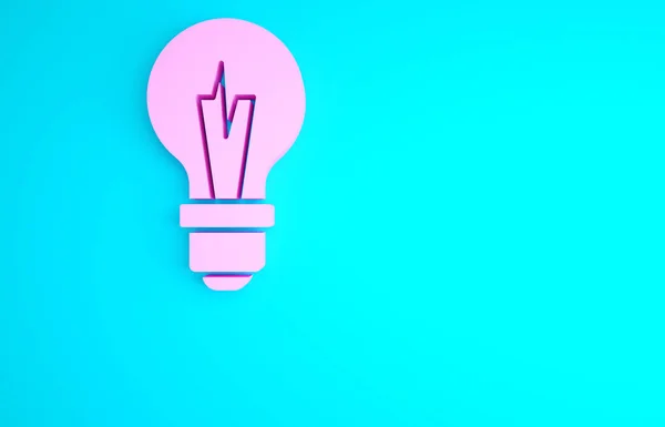 Roze Gloeilamp Met Concept Van Idee Icoon Geïsoleerd Blauwe Achtergrond — Stockfoto