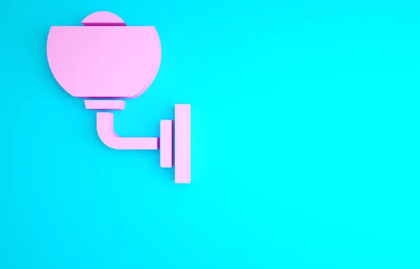 Rózsaszín Fali Lámpa Vagy Gyertyatartó Ikon Elszigetelt Kék Alapon Fali — Stock Fotó