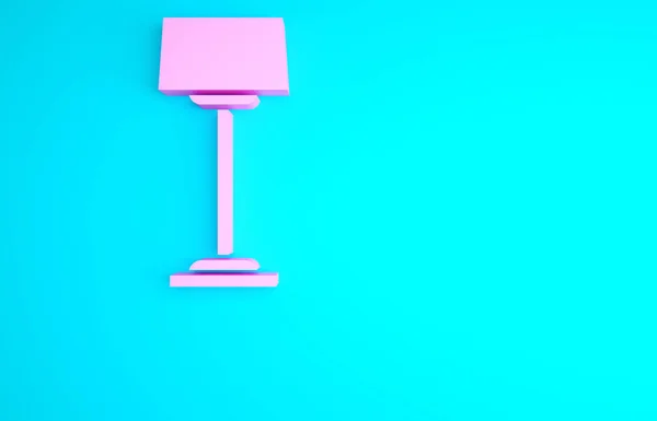 Ikona Růžové Podlahové Lampy Izolované Modrém Pozadí Minimalismus Ilustrace Vykreslení — Stock fotografie