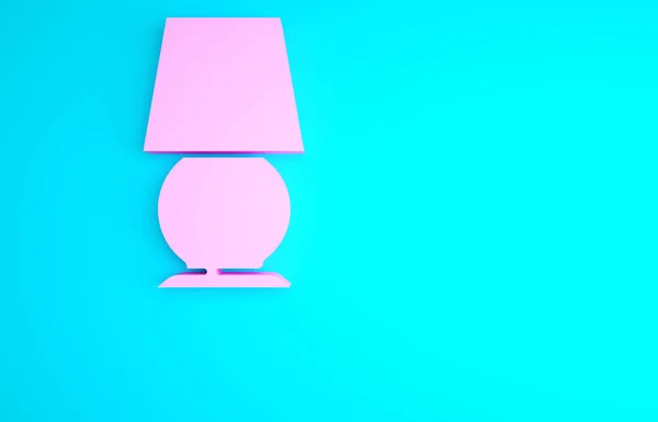 Icono Lámpara Mesa Rosa Aislado Sobre Fondo Azul Lámpara Escritorio — Foto de Stock