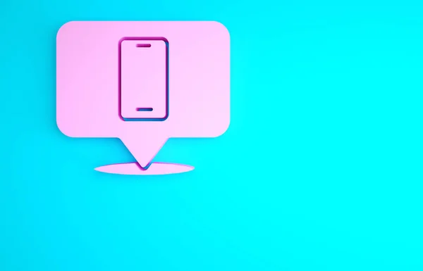 青の背景に隔離されたピンクの電話修理サービスアイコン サービス メンテナンス 最小限の概念 3Dイラスト3Dレンダリング — ストック写真