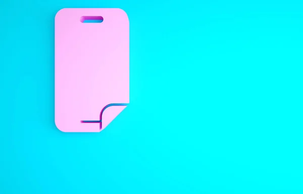 粉色玻璃屏幕保护智能手机图标隔离蓝色背景 玻璃保护膜 透明的软玻璃手机 最低纲领的概念 3D渲染3D插图 — 图库照片