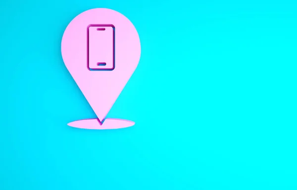 Icona Del Servizio Riparazione Del Telefono Rosa Isolato Sfondo Blu — Foto Stock