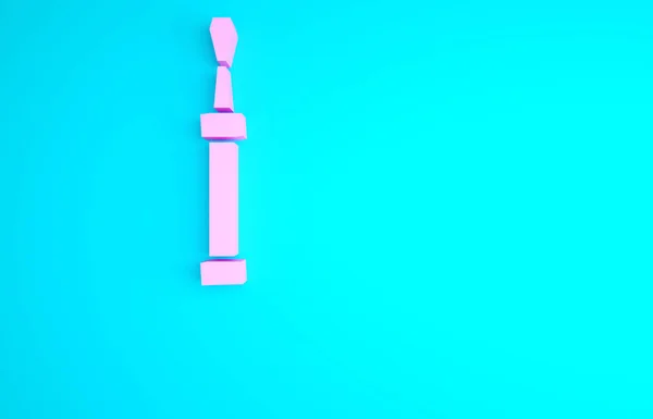 Рожева Викрутка Ізольована Синьому Фоні Символ Інструменту Обслуговування Концепція Мінімалізму — стокове фото