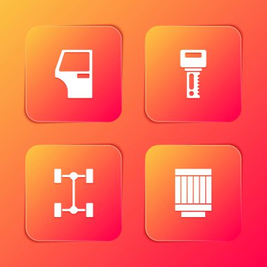 Araba kapısını, uzaktan kumandalı anahtarı, Chassis arabasını ve hava filtresi simgesini ayarla. Vektör