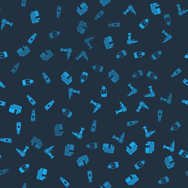 Havlu destesi, saç kurutma makinesi, temel yağ şişesi ve krem ya da losyon kozmetik tüpünü pürüzsüz desene ayarlayın. Vektör