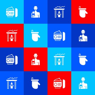 Krem ya da losyon kozmetik tüpü saunadaki adam, Aroma mumu ve Sauna eldiveni ikonu. Vektör