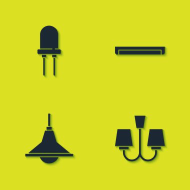 Işık yayan diyot, Chandelier ve flüoresan lamba ikonunu ayarla. Vektör