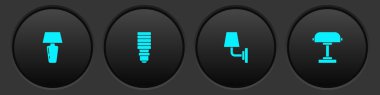 Masa lambası, LED ampul, duvar veya şamdan ve simgeyi ayarla. Vektör