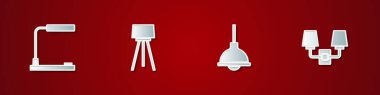 Masa lambası, zemin, lamba asılı ve Wall sconce simgesi. Vektör