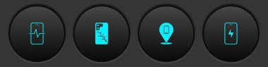 Telefon tamir servisini, bozuk ekranlı cep telefonunu ve şarj ikonunu ayarla. Vektör
