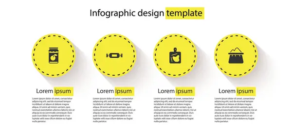Set Marmeladengläser Bonbons Schneidebrett Und Mehlsack Geschäftsinfografische Vorlage Vektor — Stockvektor