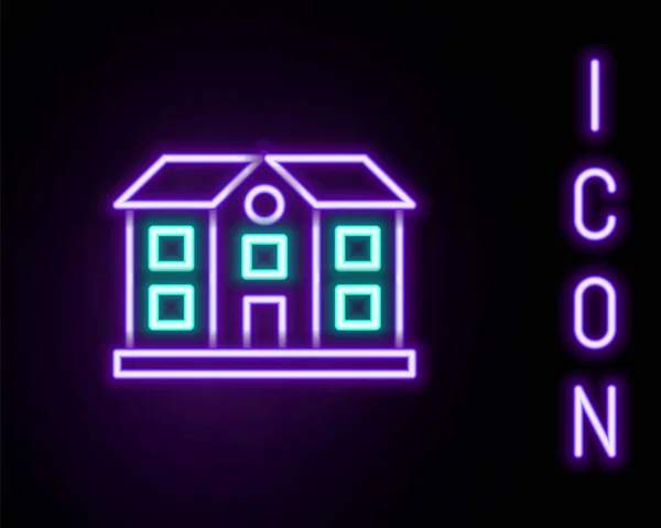 Leuchtende Leuchtschrift House Symbol Isoliert Auf Schwarzem Hintergrund Heimatsymbol Buntes — Stockvektor