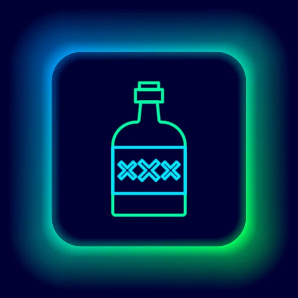 Glödande Neon Linje Tequila Flaska Ikon Isolerad Svart Bakgrund Mexikansk — Stock vektor
