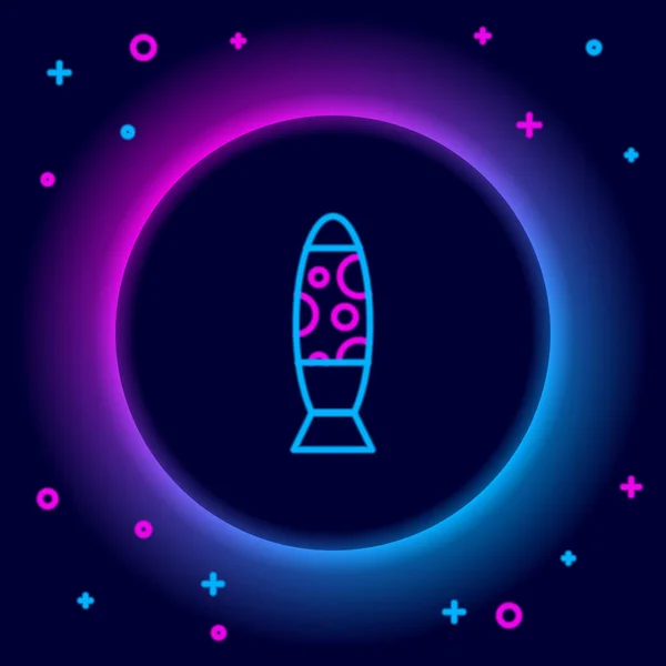 Leuchtende Neon Linie Stehlampe Symbol Isoliert Auf Schwarzem Hintergrund Buntes — Stockvektor