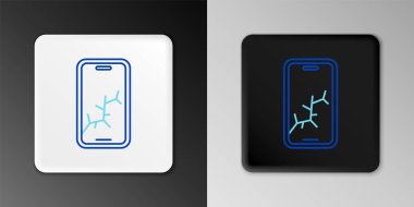 Kırık ekran simgesine sahip çizgi akıllı telefonu gri arkaplanda izole edildi. Parçalanmış telefon ekranı simgesi. Renkli taslak konsepti. Vektör