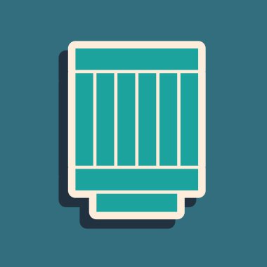 Yeşil Araba hava filtresi ikonu yeşil arkaplanda izole edildi. Otomobil tamir hizmeti sembolü. Uzun gölge tarzı. Vektör