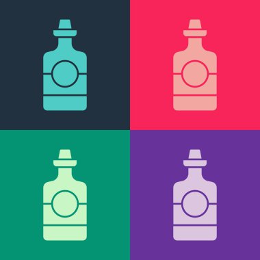 Pop Art Tekila şişesi ikonu renk arkaplanında izole edilmiş. Meksika alkolü. Vektör