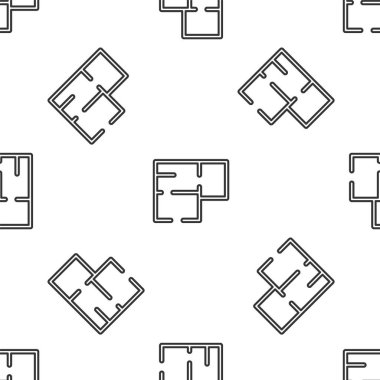 Gri çizgi ev planı ikonu beyaz arka planda kusursuz desen izole etti. Vektör