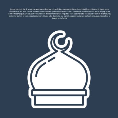 Mavi çizgi Müslüman Camii simgesi mavi arka planda izole edilmiş. Vektör