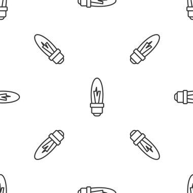 Fikir ikonu kavramına sahip gri çizgi ampulü beyaz arka planda izole edilmiş pürüzsüz desen. Enerji ve fikir sembolü. İlham konsepti. Vektör