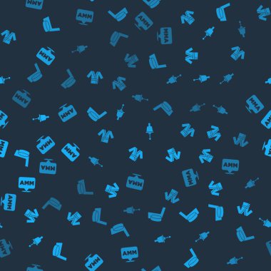 Buz hokeyi sopası ve pak, Japon kostümlü Kimono zil ve Dövüş Kulübü MMA 'sı kusursuz desenli. Vektör