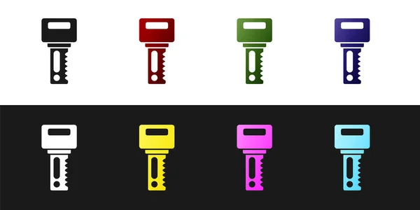 Set Autoschlüssel Mit Fernbedienungssymbol Isoliert Auf Schwarzem Und Weißem Hintergrund — Stockvektor