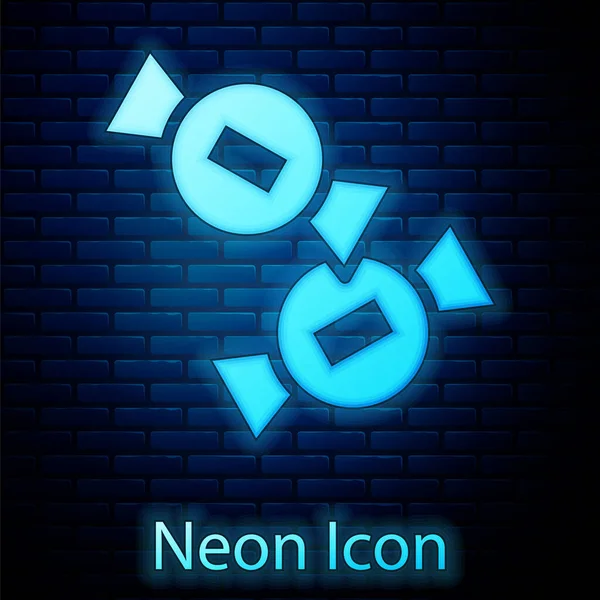 Zářící Neon Candy Ikona Izolované Cihlové Zdi Pozadí Vektor — Stockový vektor