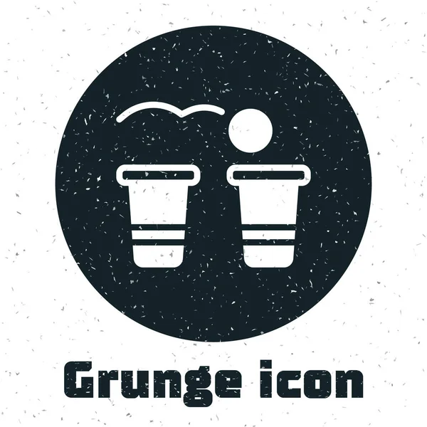 Grunge Beer Pong Icona Del Gioco Isolato Sfondo Bianco Gioco — Vettoriale Stock