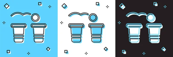 Set Icône Jeu Pong Bière Isolé Sur Fond Bleu Blanc — Image vectorielle