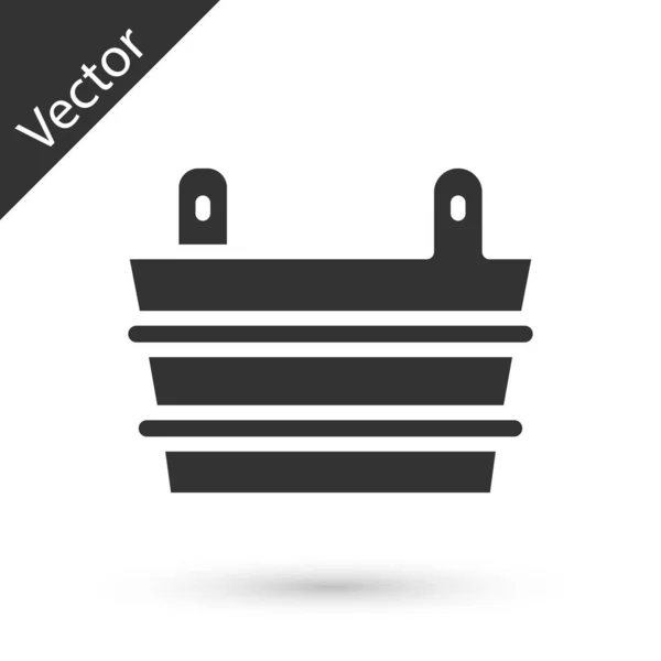 Grey Sauna Bucket Icon Isolated White Background Vector — Stock Vector