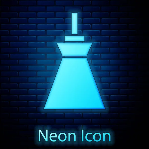 Glowing Neon Lamp Hanging Icon Isolated Brick Wall Background Ceiling — Stock Vector