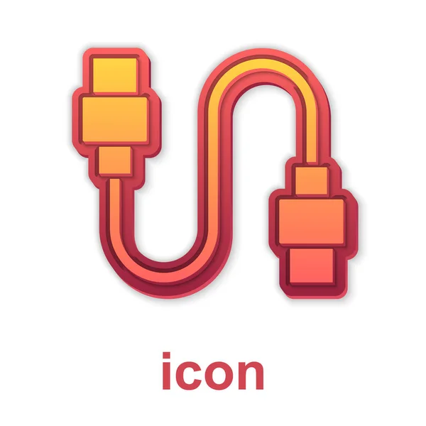 Icono Cable Usb Dorado Aislado Sobre Fondo Blanco Conectores Enchufes — Archivo Imágenes Vectoriales