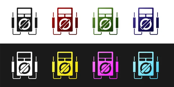 Set Ampere Meter Multimeter Voltmeter Symbol Isoliert Auf Schwarz Weißem — Stockvektor