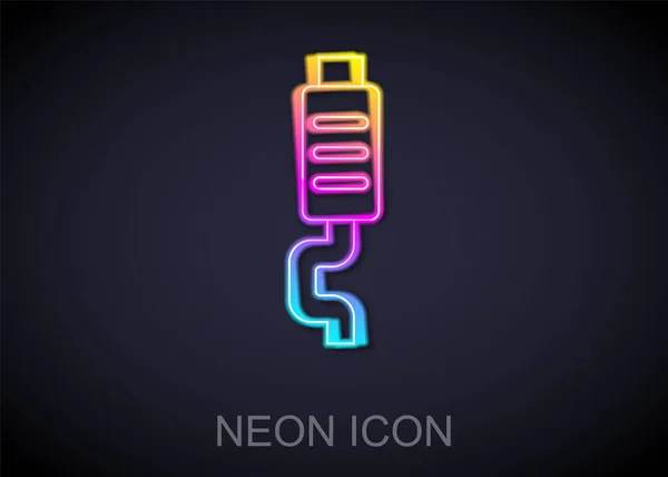 Leuchtende Neon Linie Auto Schalldämpfer Symbol Isoliert Auf Schwarzem Hintergrund — Stockvektor