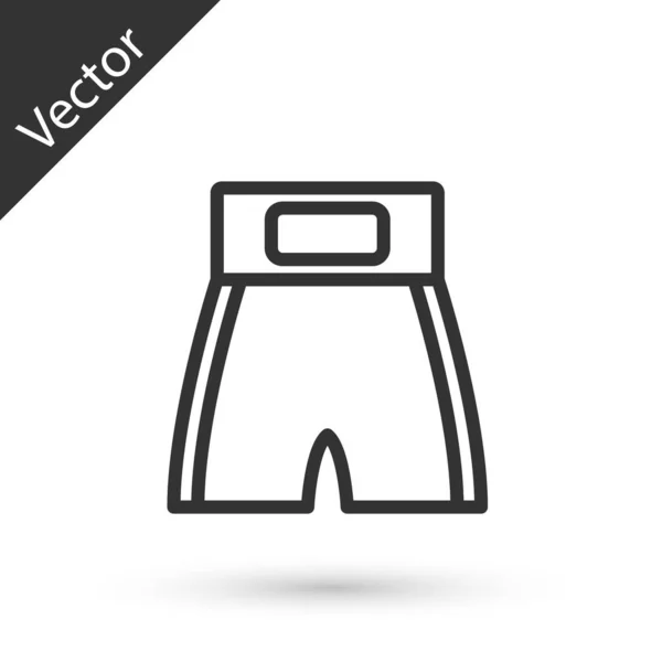 Línea Gris Icono Corto Boxeo Aislado Sobre Fondo Blanco Vector — Vector de stock