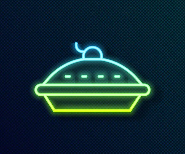 Leuchtende Neon Linie Hausgemachte Torte Symbol Isoliert Auf Schwarzem Hintergrund — Stockvektor