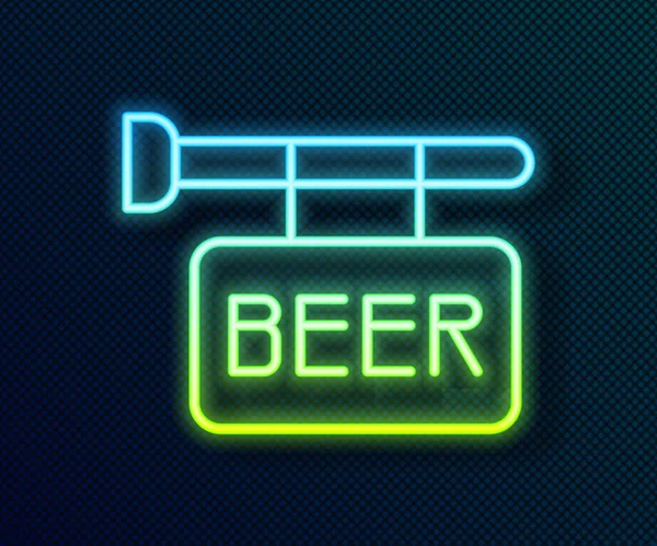 Glowing Neon Line Street Signboard Inscription Beer Icon Isolated Black — Stock Vector