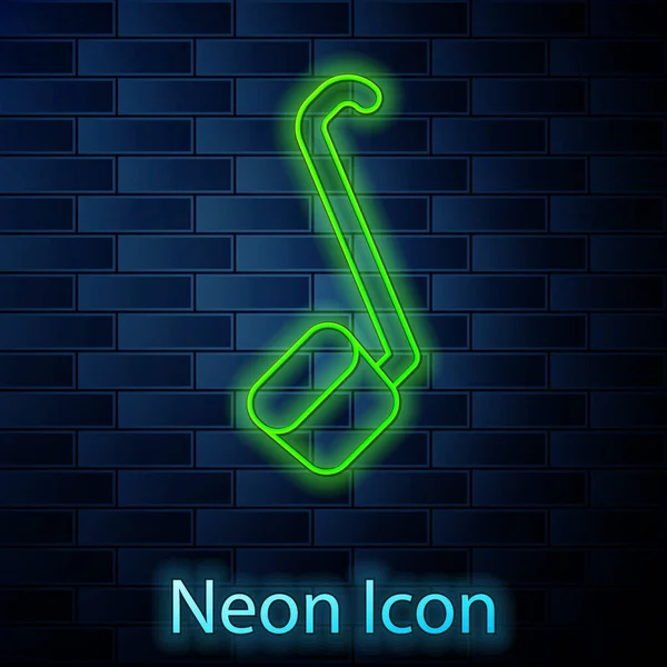 Glödande Neon Linje Bastu Slev Ikon Isolerad Tegel Vägg Bakgrund — Stock vektor