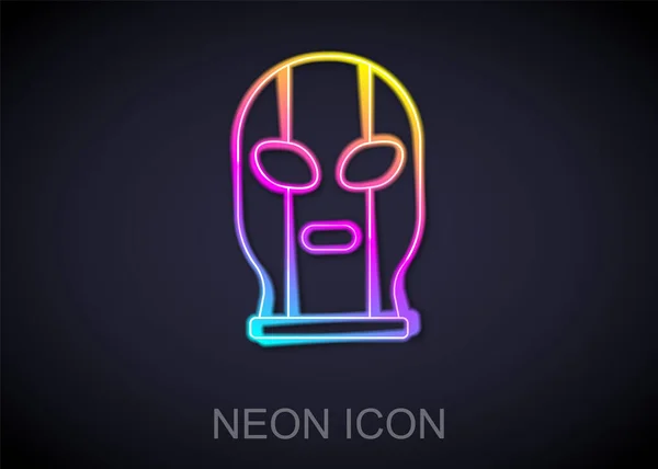 Glowing Neon Line Mexican Wrestler Icon Isolated Black Background Vector — Stock Vector