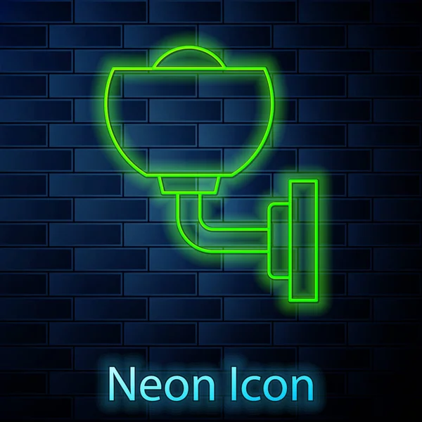 Ragyogó Neon Vonal Fali Lámpa Vagy Gyertyatartó Ikon Elszigetelt Téglafal — Stock Vector