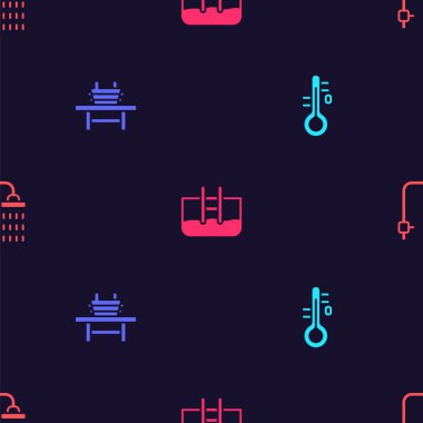 Sauna termometresi, kovayla bank, havuz merdiveni ve duşu pürüzsüz bir şekilde ayarlayın. Vektör