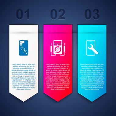 Mobil ekranı bozuk, çokölçer ve servis ayarlayın. Ticari bilgi şablonu. Vektör