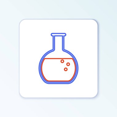 Çizgi Test tüpü ve matarası. Beyaz arka planda izole edilmiş kimyasal laboratuvar test ikonu. Renkli taslak konsepti. Vektör