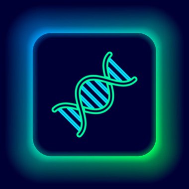Siyah arkaplanda parlayan neon çizgi DNA sembolü izole edildi. Renkli taslak konsepti. Vektör