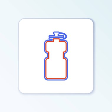 Beyaz arka planda su ikonu olan çizgi sporu şişesi. Renkli taslak konsepti. Vektör