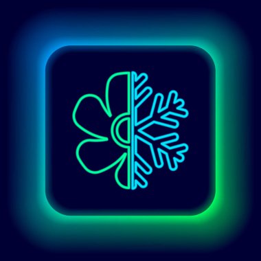 Parlayan neon hattı klima simgesi siyah arkaplanda izole edildi. Renkli taslak konsepti. Vektör