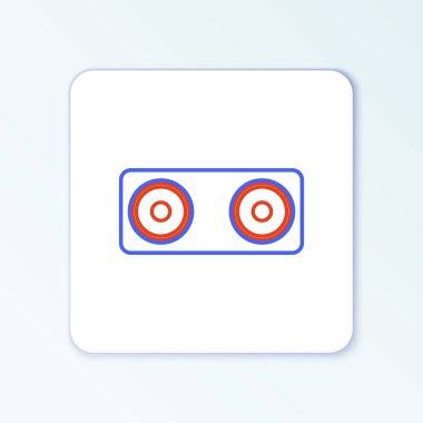 Hat Stereo hoparlörü simgesi beyaz arkaplanda izole edildi. Ses sistemi hoparlörleri. Müzik ikonu. Müzikal sütun hoparlörü. Renkli taslak konsepti. Vektör